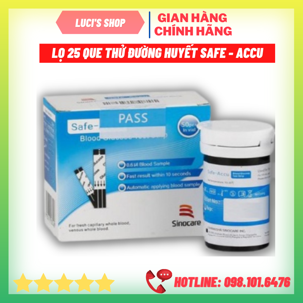 Lọ 25 que thử đường huyết Sinocare Safe - Accu