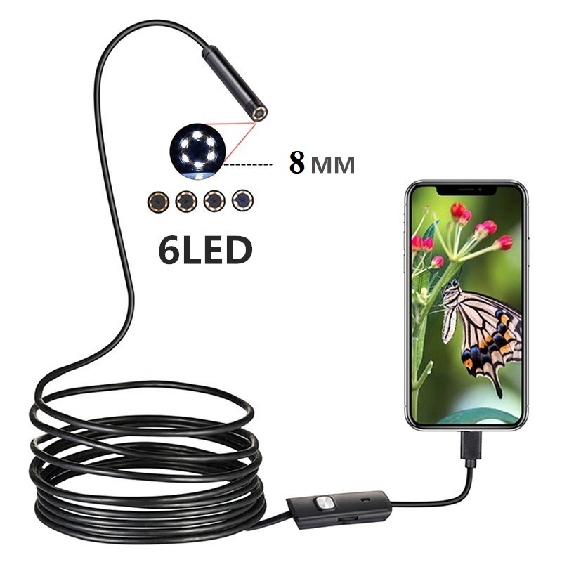 [cáp cứng]Camera nội soi siêu nhỏ 7mm chống nước(IP67) độ nét HD720 dùng cho máy tính, điện thoại androi dài 10m