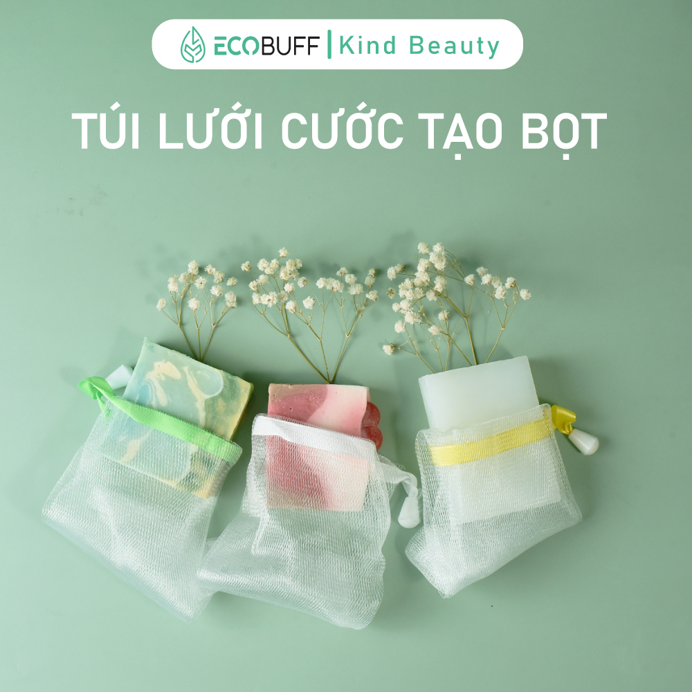 Túi lưới cước đựng xà bông tắm, bánh gội , bánh xả đầu tạo bọt soap saver Ecobuff