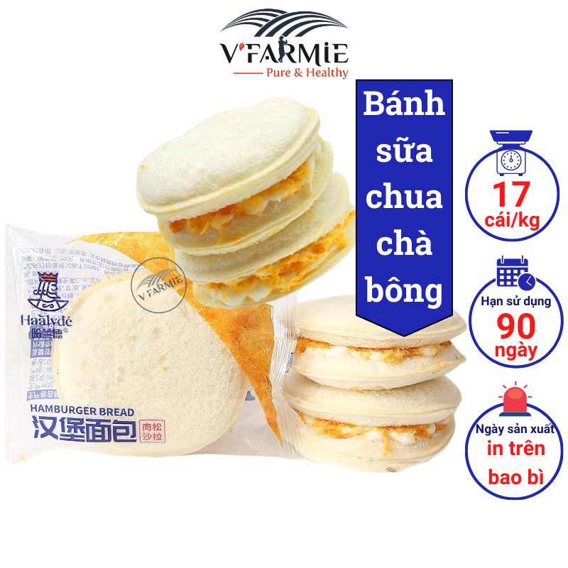 Bánh mì hamburger kẹp nhân sữa chua ruốc sốt salad chà bông Haalvde