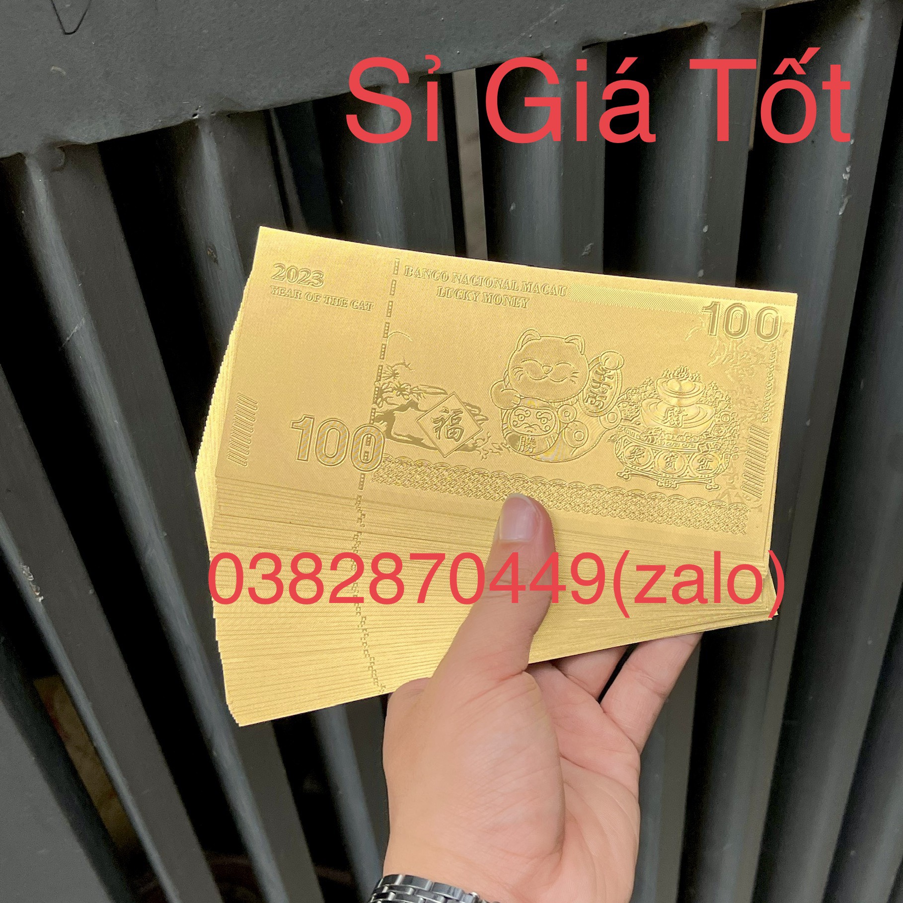 Sỉ combo 100 tờ tiền mèo mạ vàng tài lộc may mắn lì xì tết 2023
