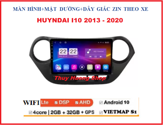 Bộ màn hình dvd androi c2 9inch theo xe hyundai grand i10 đời 2013-2020 có giắc zin. đầu dvd android bản wifi ram2g-rom32g ra lệnh giọng nói, chỉ đường vietmap, xem camera,màn hình android oto, dvd gắn taplo xe i10.