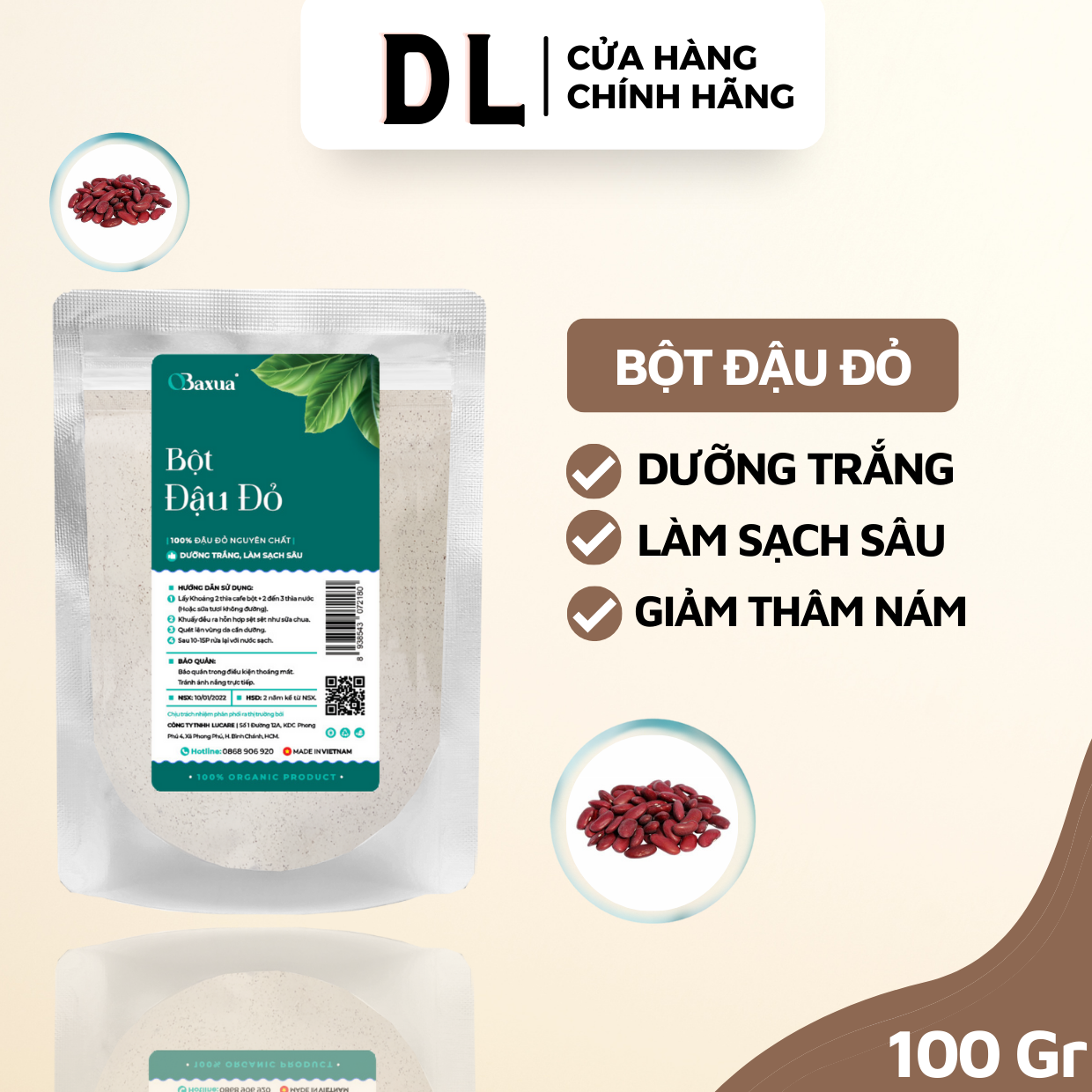 Bột Đậu Đỏ Obaxua 75Gr, 500Gr - Giảm Mụn Thâm Nám Dưỡng Da Trắng Hồng