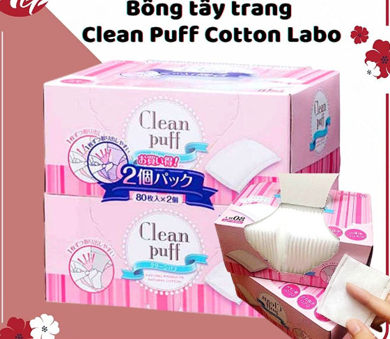 Set 2 hộp bông tẩy trang clean puff Nhật Bản