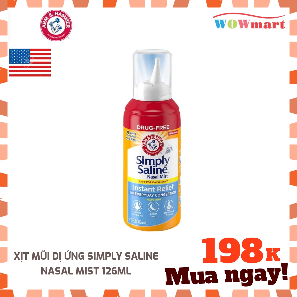 Xịt mũi dị ứng Simply Saline Nasal Mist 126ml - [MỸ]