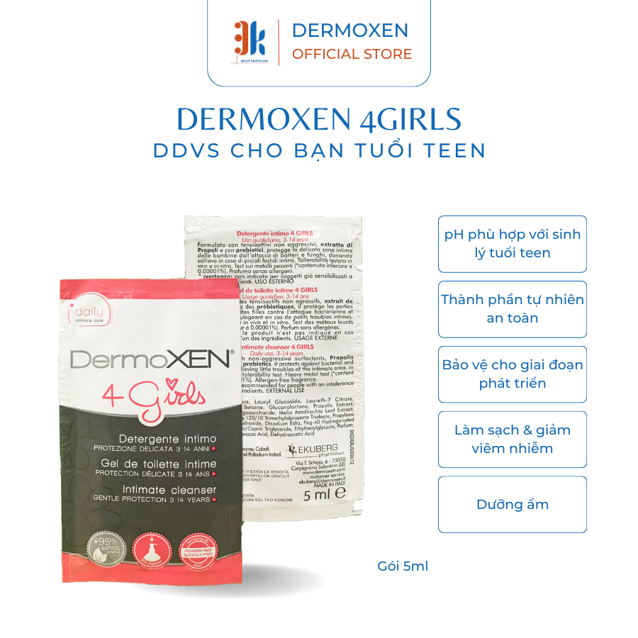 Dung dịch vệ sinh DermoXEN 4Girls cho bé gái gói du lịch 5ML