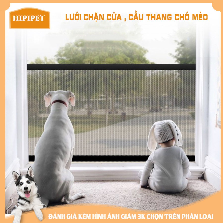 Hàng rào lưới chắn chó,em bé gắn tường cầu thang gấp gọn tiện lợi size 180*72cm
