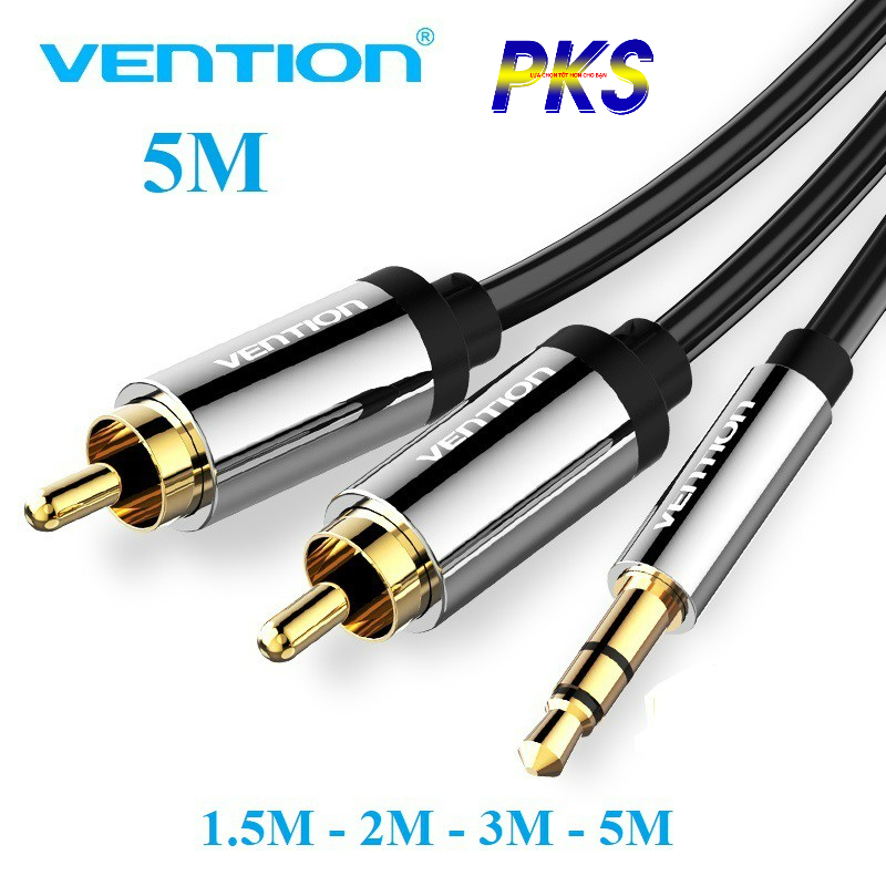 Dây tín hiệu âm thanh 3.5 ra 2 rca vention cao cấp - dây av vention chống nhiễu