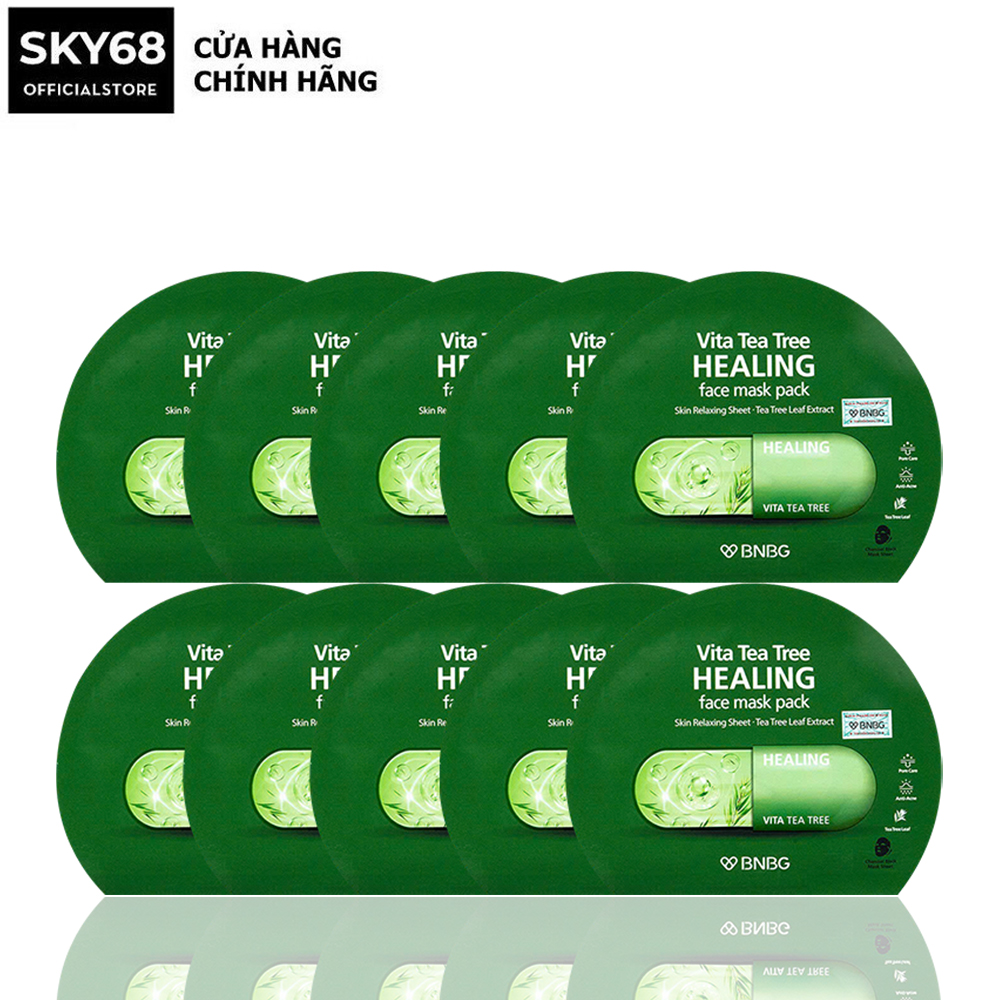  Combo 10 Mặt nạ thải đôc giảm mụn chiết xuất tràm trà BNBG Vita Tea Tree Healing Face Mask Pack 30mlx10 