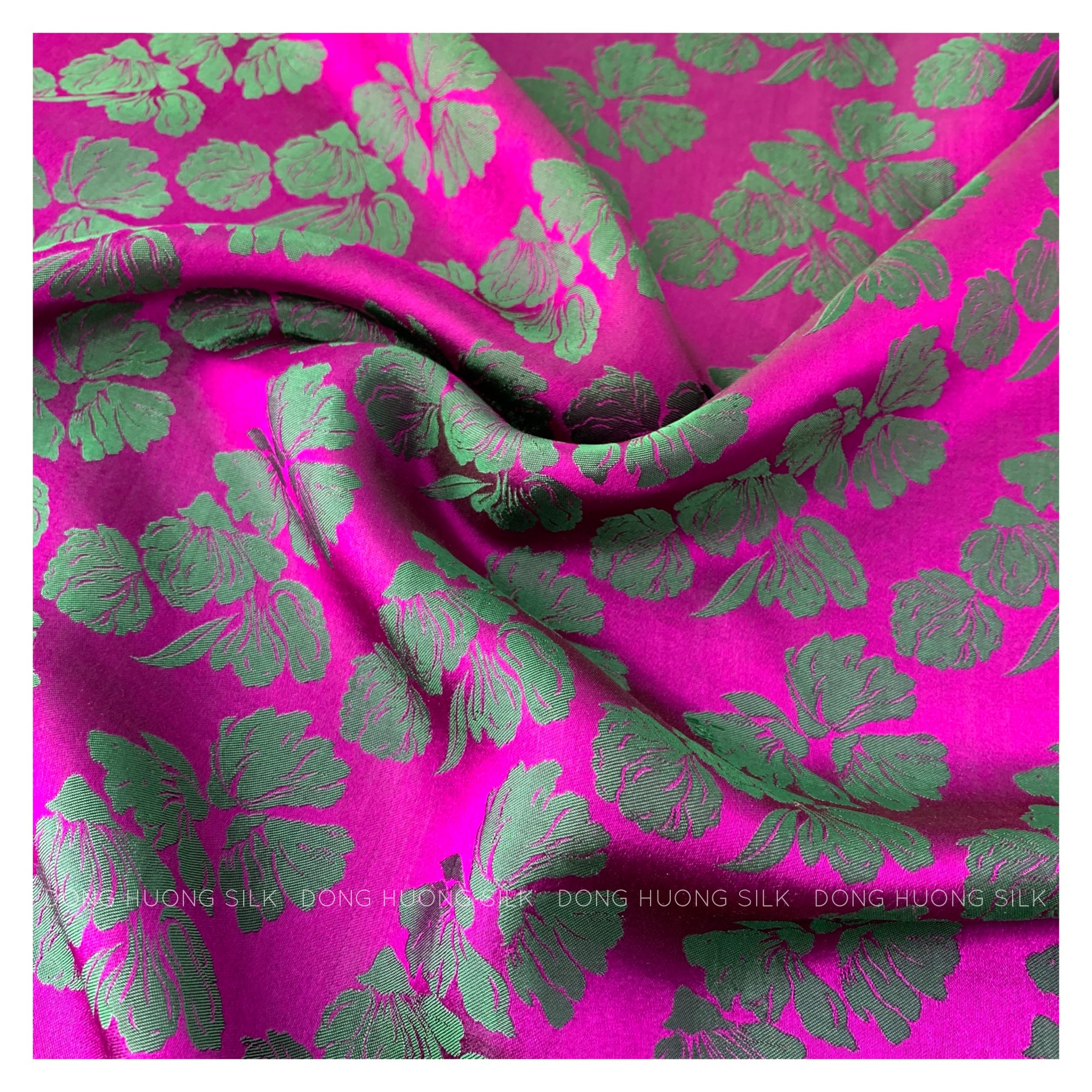 Vải Lụa Tơ Tằm Hoa Bèo may áo dài - Đông Hương Silk - Bèo tím rêu – LHVS041