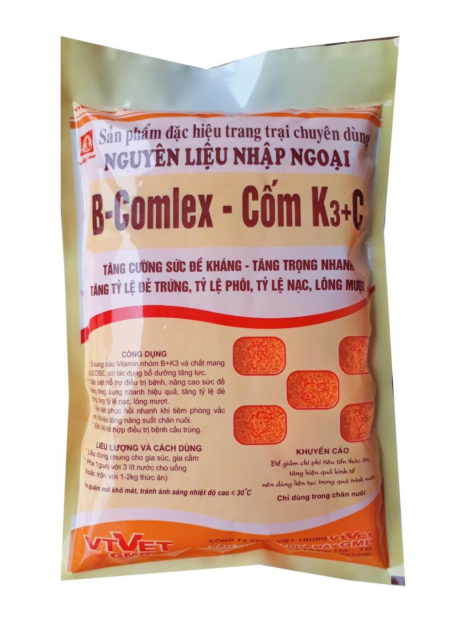Sản phẩm thú y B-Comlex - Cốm K3+C Sản phẩm đặc hiệu trang trại chuyên dụng. Nguyên liệu ngoại nhập. Dạng cốm hòa tan trong nước
