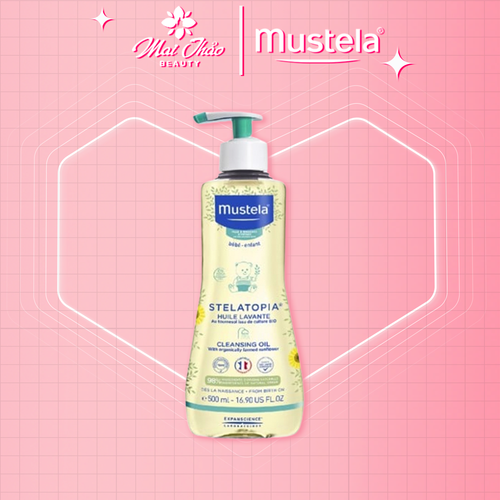 Dầu Tắm Cho Da Chàm Thể Tạng Mustela Stelatopia Cleansing Oil 500ml