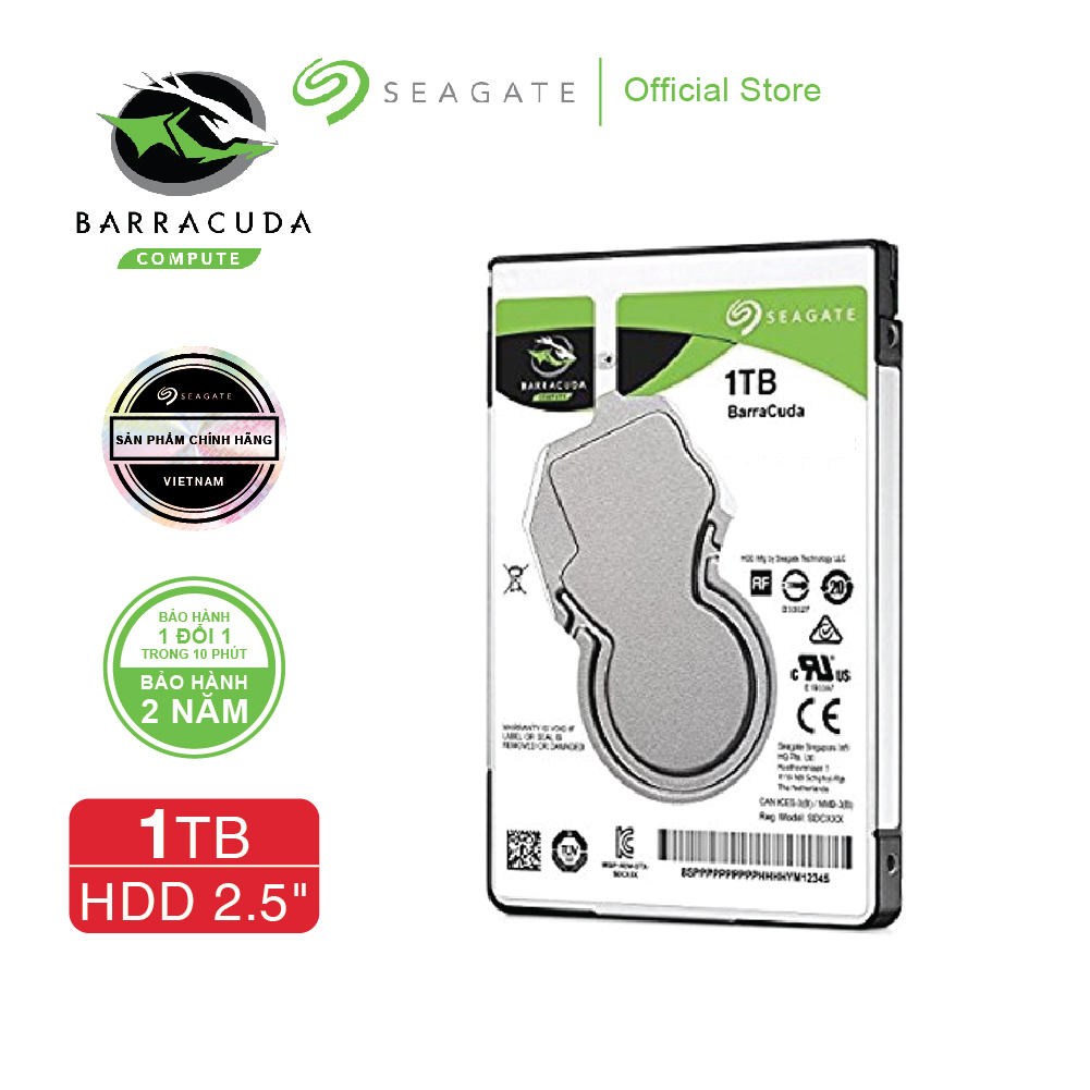 Ổ cứng HDD 2.5" PC SEAGATE BarraCuda 1TB SATA 5400RPM 128MB - ST1000LM048