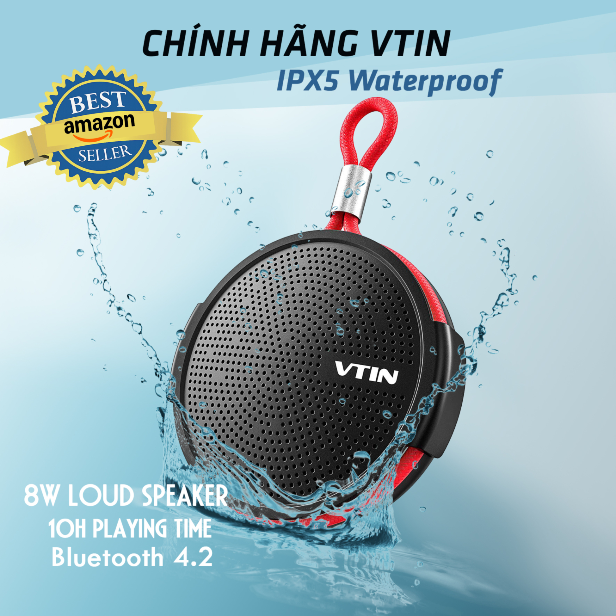 Vtin Q1 Portable Wireless Waterproof Bluetooth Speaker for Bathroom, Beach, Outdoor - Official Distributor