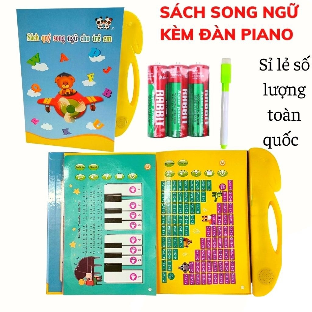 Sách Song Ngữ Biết Nói Cho Bé Có Kèm Đàn Piano và Bảng Cộng Trừ Riêng Biệt Cho Bé Tư Duy Thông Minh- Shop Mẹ Mốc
