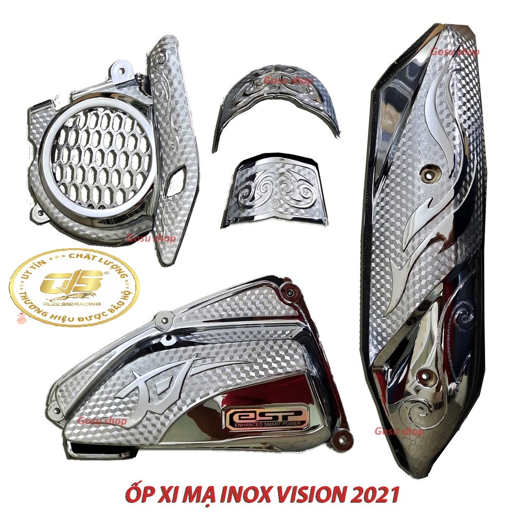 Combo 5 món ốp trang trí vision 2021 - 2022 - xi mạ crome & carbon. bh 1 đổi 1