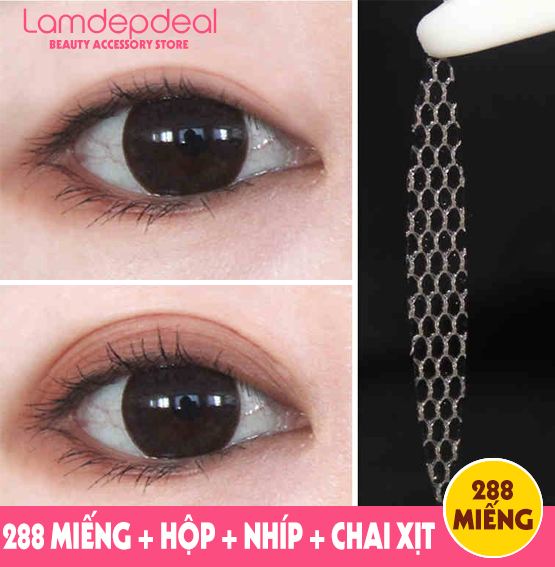 Combo 240 lưới kích mí INVISIBLE DOUBLE EYELID - Miếng dán kích mí dạng lưới không cần keo, tặng kèm bình xịt - Lamdepdeal