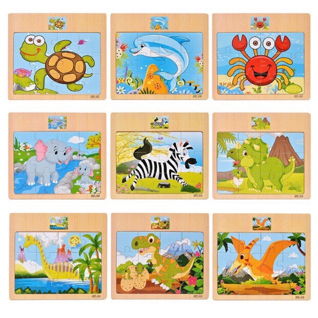 Tranh ghép giáo dục Tranh puzzle gỗ ghép 12 mảnh kèm hình có chọn mẫu dành cho trẻ từ 2-5 tuổi 1