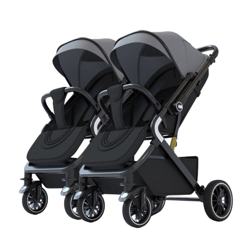 Xe đẩy đôi em bé 2 chiều ngả lưng 3 tư thế cho bé BaBy gấp gọn thành vali kéo, siêu chắc chịu lực 40kg