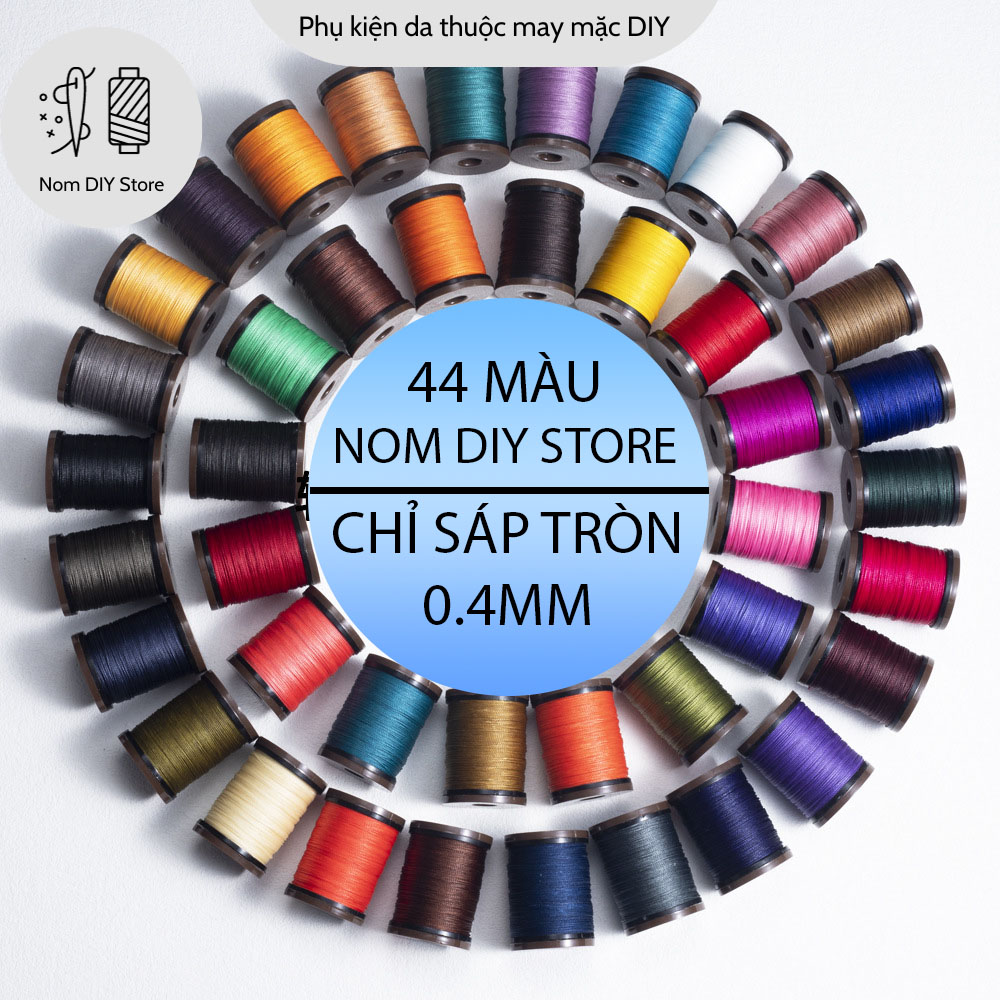 Chỉ tròn chuốt sáp may tay lõi xoay cuộn to 0.4mm dài 110m dụng cụ đồ da thủ công túi xách thắt lưng bóp ví handmade diy