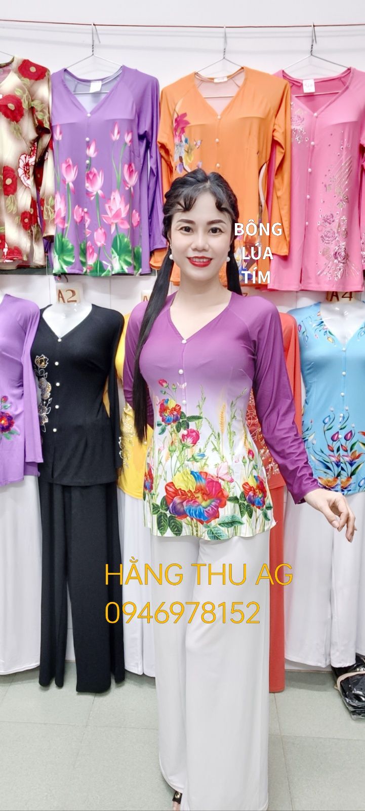 Áo bà ba 4d lúa mới khách chọn thêm quần trong phần giỏ hàng