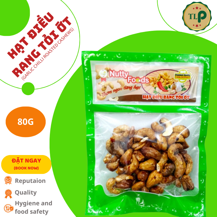 Hạt điều tỏi ớt tân lộc phát bịch 80g
