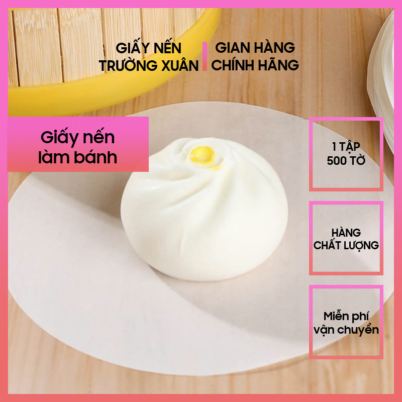 Giấy nến lót bánh bao chống dính 2 mặt, tròn không đục lỗ, làm bánh bao, bánh trung thu,lót nồi chiên không dầu, giấy nến Trường Xuân