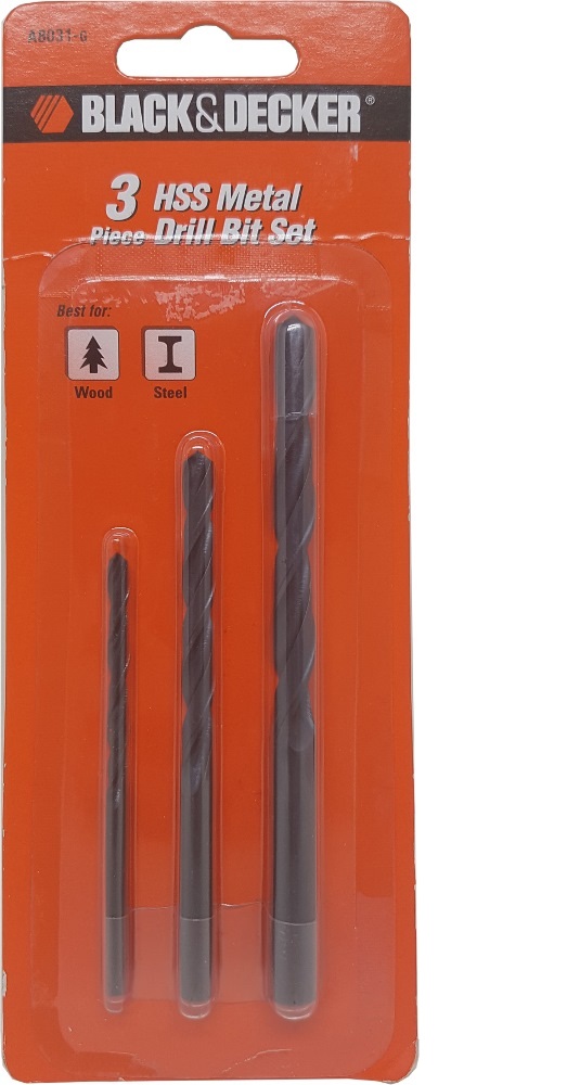 Black+decker - a8031g hộp mũi khoan sắt, gỗ 3 chi tiết