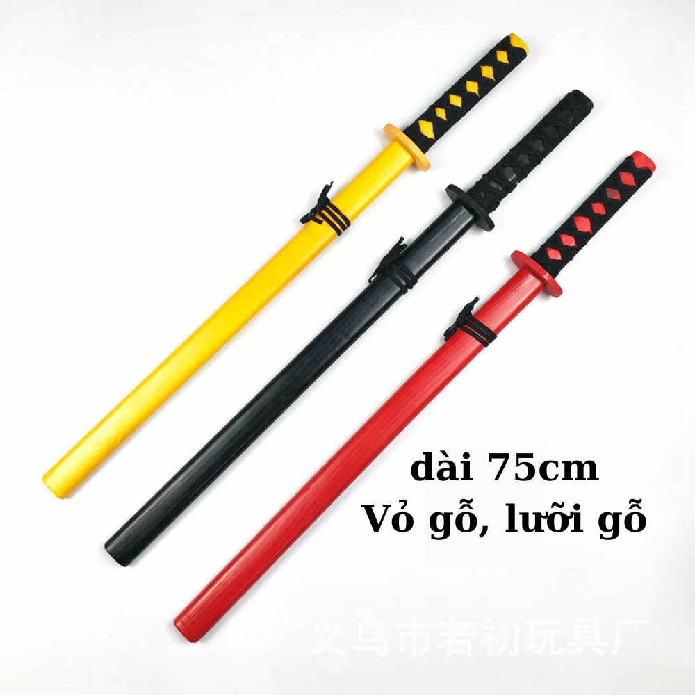 [Hoàn tiền 10%]Mô Hình Kiếm Gỗ katana nhật bản ( lưỡi bằng gỗ ) dài 75 cm.