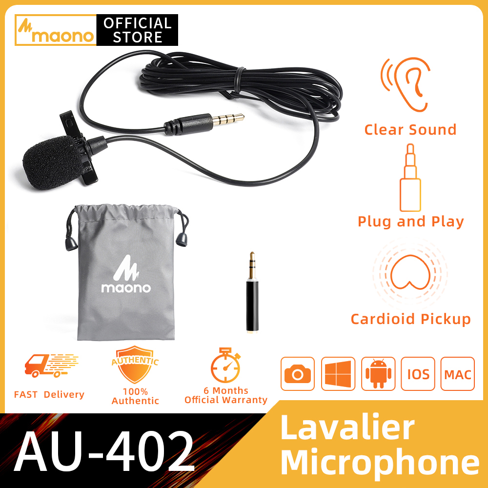 MAONO Lavalier Microphone Handsfree Condenser Microphone Clip On Vocal Recording Lapel Mic Wired Studio Microphone for vlogging YouTube videoke
