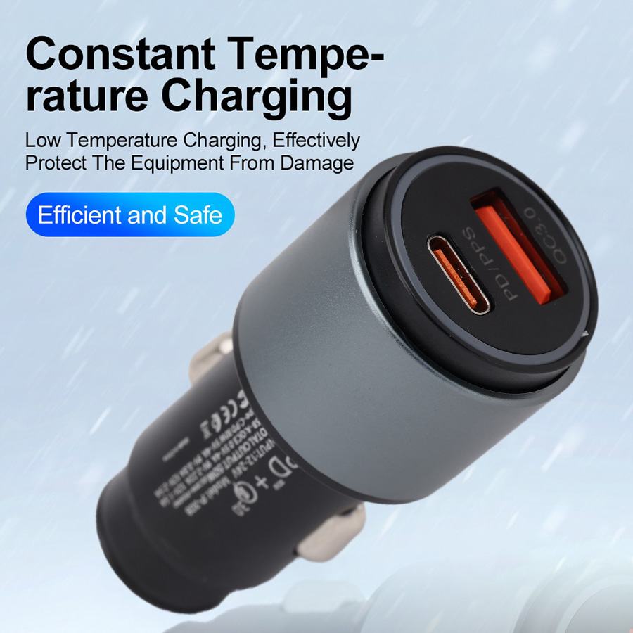 Tẩu Sạc Nhanh QC3.0 + PD 3.0 1 Cổng USB và 1 Cổng Type C CIND P308 50W