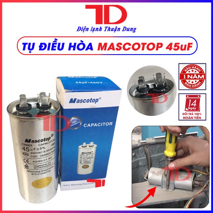Tụ điều hòa mascotop 45uf, capacitor mascotop - điện lạnh thuận dung