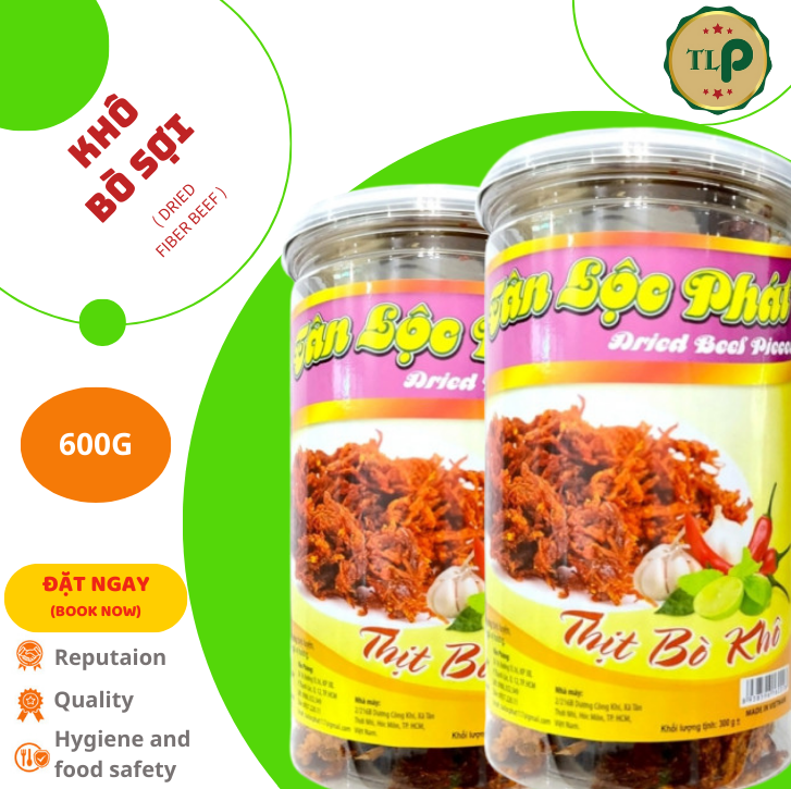 Khô bò sợi tân lộc phát 600g - combo 2 hũ 300g