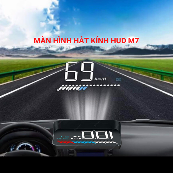 Màn hình hắt kính hud m7, hiển thị tốc độ và cảnh báo tốc độ ô tô, xe hơi cắm cổng obd2 + usb gps