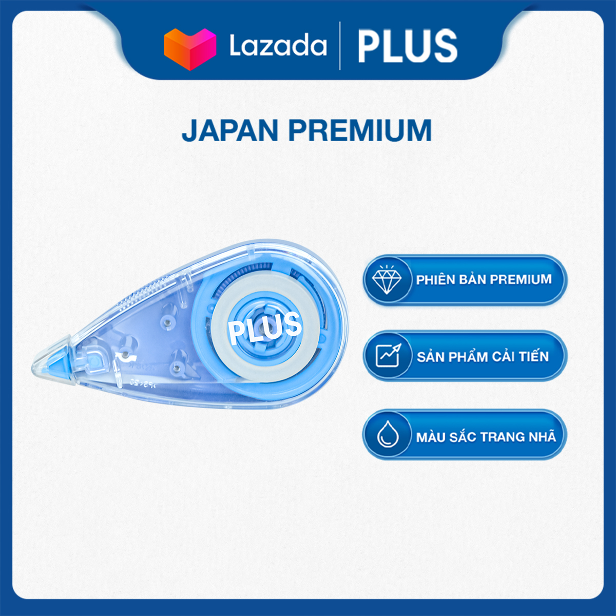 Combo 5 bút xóa dạng băng kéo mini plus japan premium - thiết kế dễ sử dụng, có nắp bảo vệ đầu kéo
