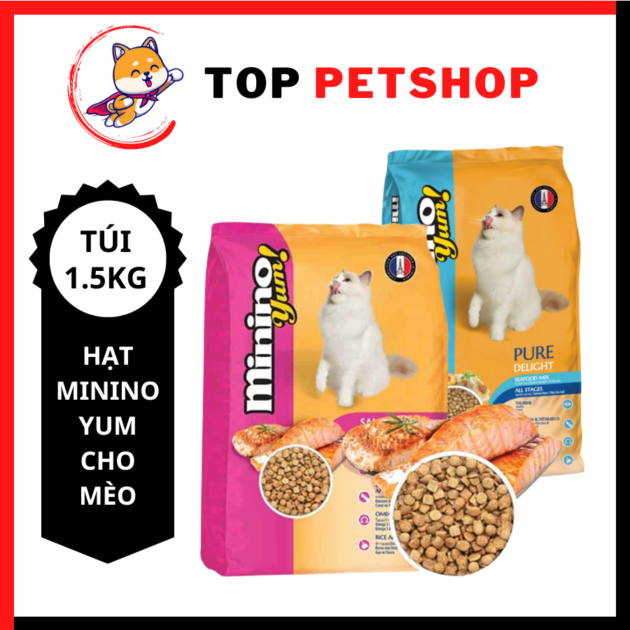 Hạt cho mèo minino - túi 1.5kg - hạt minino yum - thức ăn khô dinh dưỡng cho mèo.