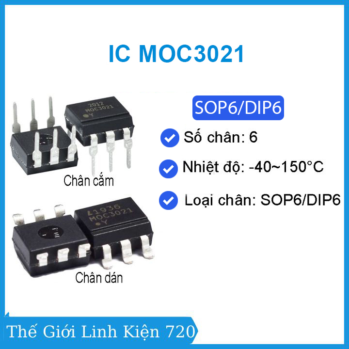 Combo 2 ic moc3021 6 chân cắm / chân dán