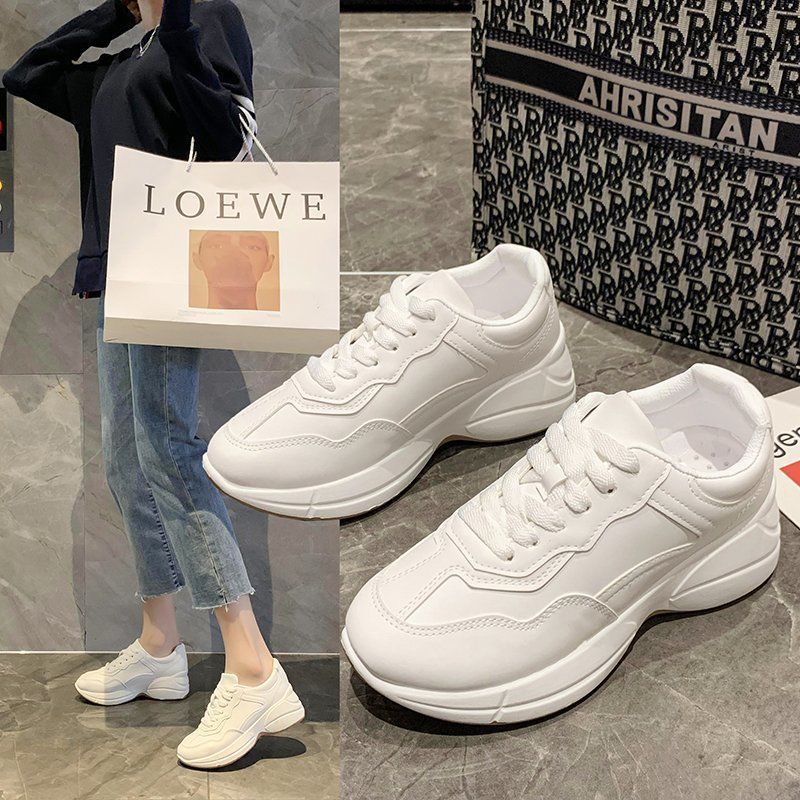 Giày thể thao nữ sneaker có dây buộc da mịn vg523
