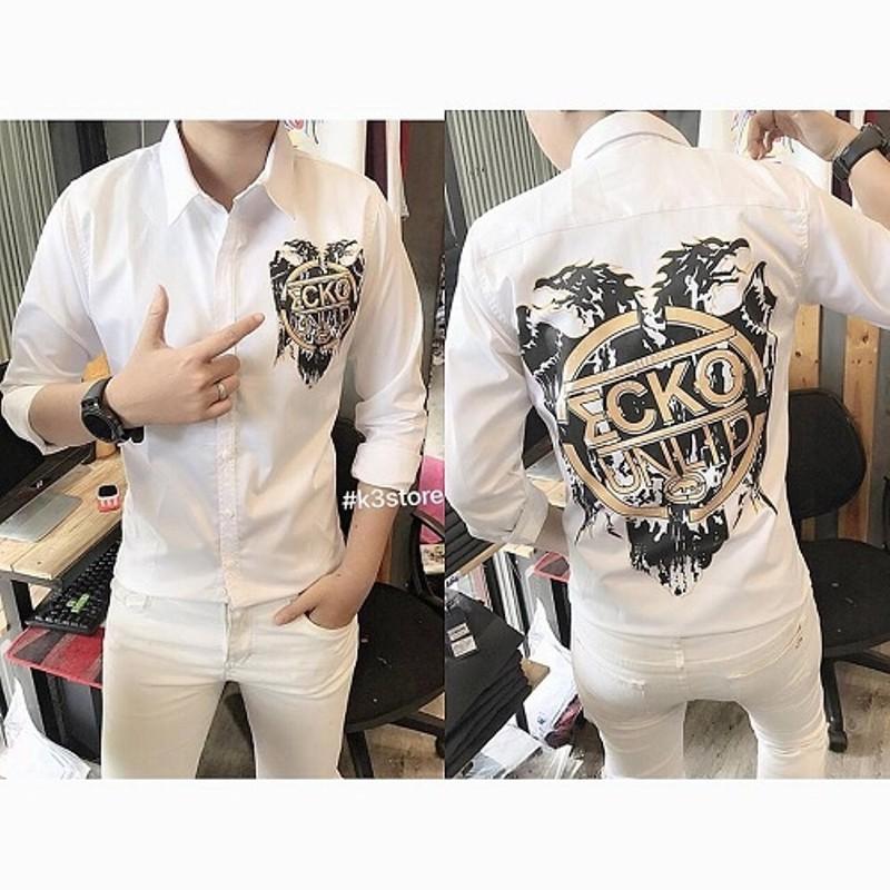 Áo sơ mi nam họa tiết cko vải lụa cao cấp không nhăn sm3