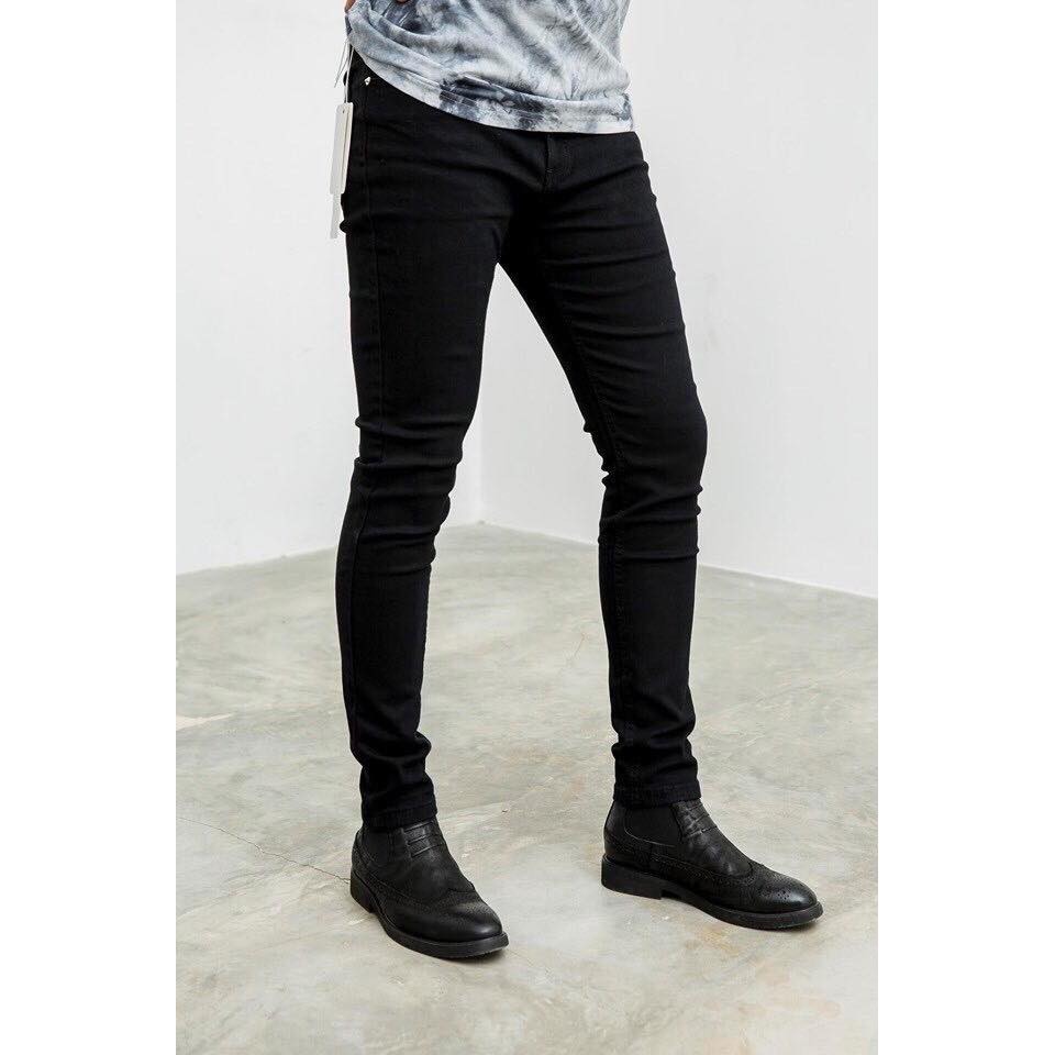 Quần Jean 01T ĐEN TRƠN NAM (Có Size Đại) - Quần Jeans Nam Co Giãn - Quần Bò Nam Thời Trang Cao Cấp Basic - 220301