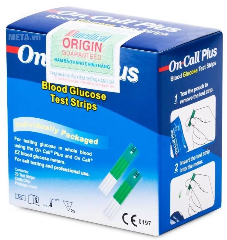 Hộp 25 que thử đường huyết on-call plus/ oncall ez2 + 25kim chích máu