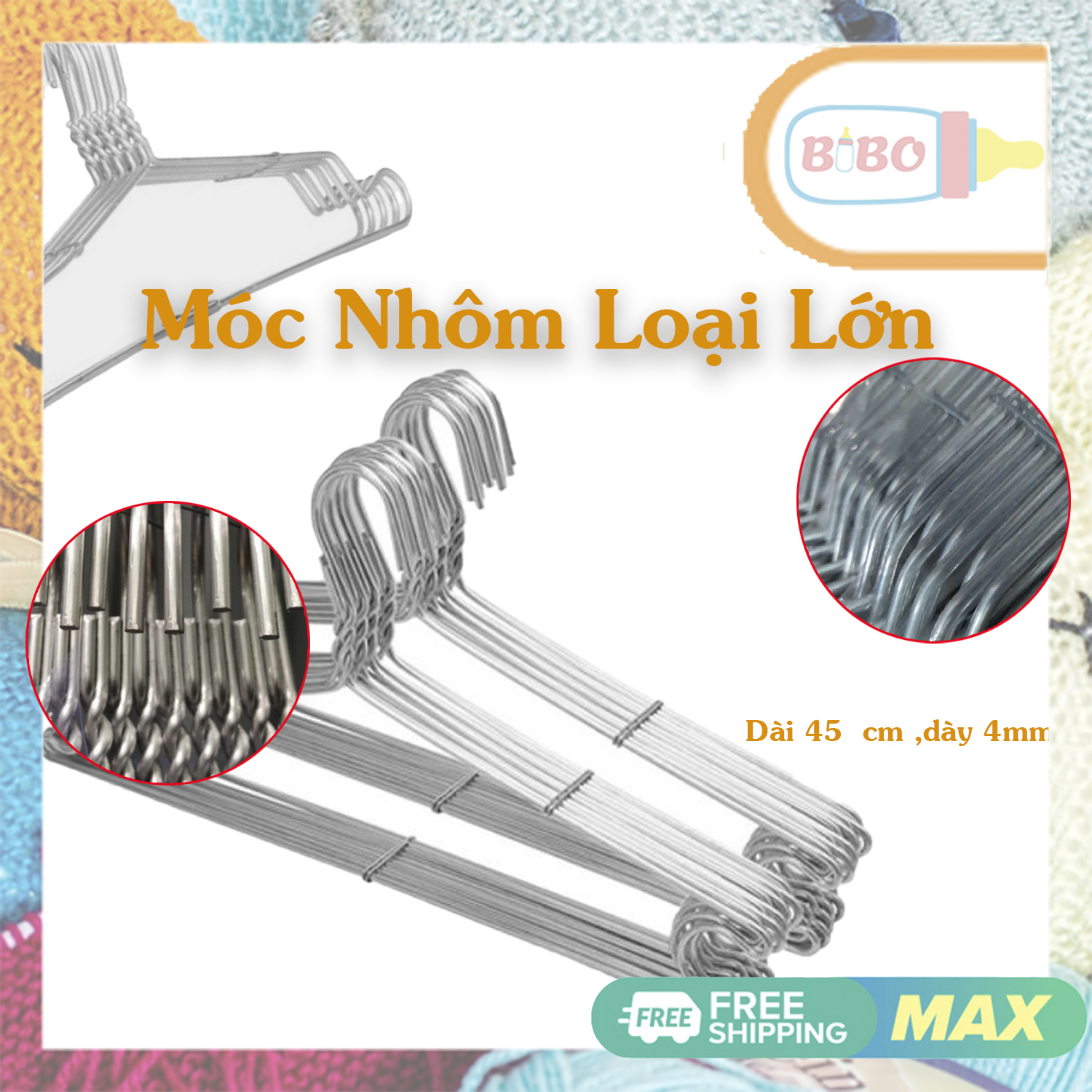 Combo 10 móc nhôm phơi đồ người lớn loại dày _ tốt
