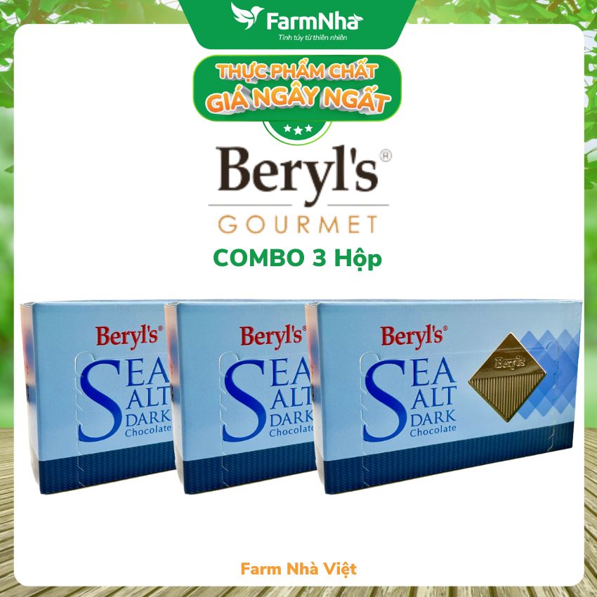 Combo 3 Hộp Sô cô la Beryls 60g Dark Sea Salt - Hương vị độc đáo hấp dẫn