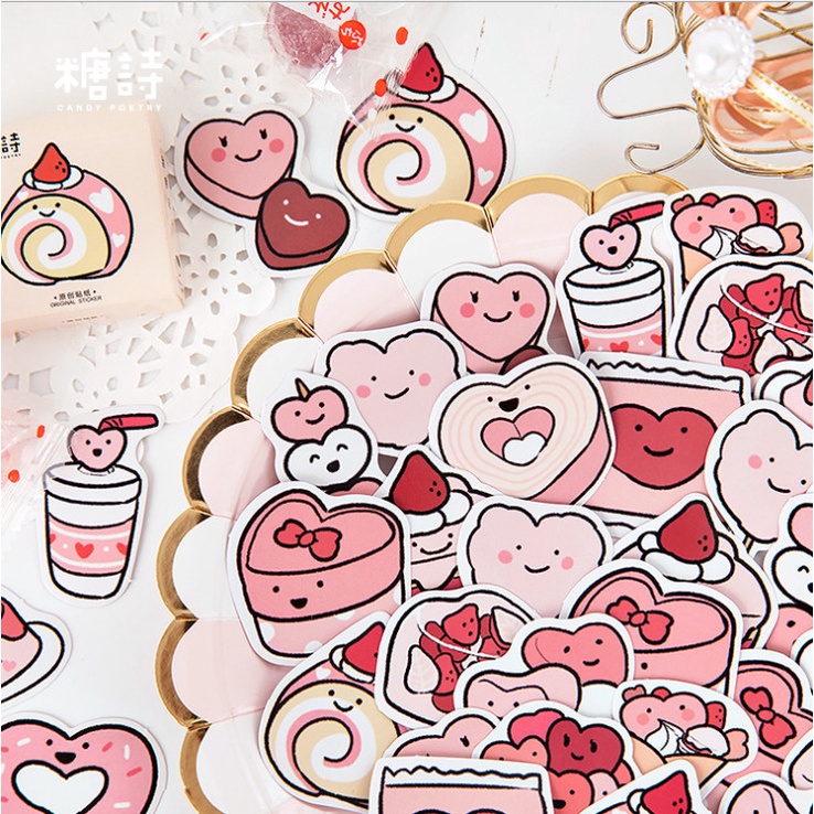 Set 45 miếng dán, sticker trang trí thiệp, sổ, đồ dùng cá nhân chủ đề MÓN ĂN siêu dễ thương MIM  SDOAN