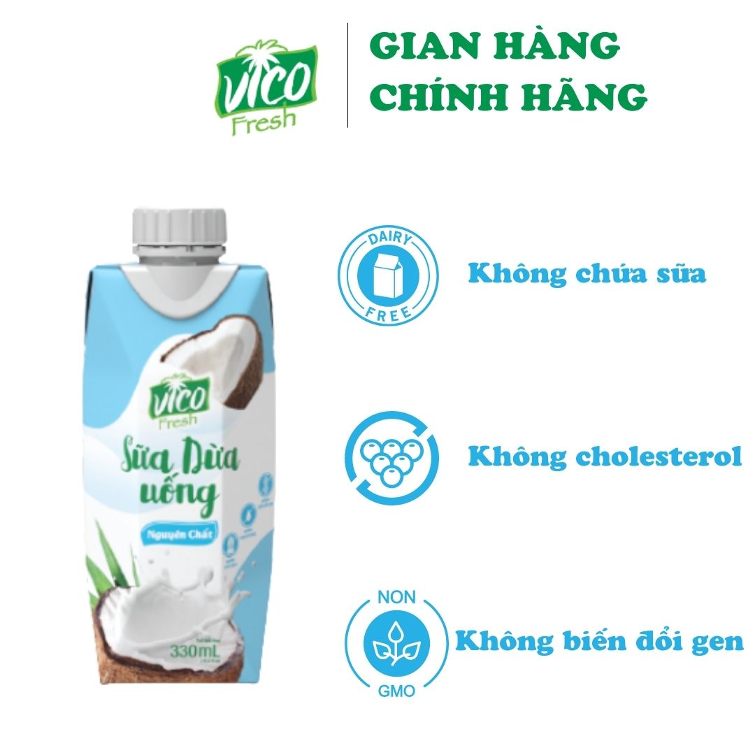 Sữa dừa uống nguyên chất vico fresh 330ml