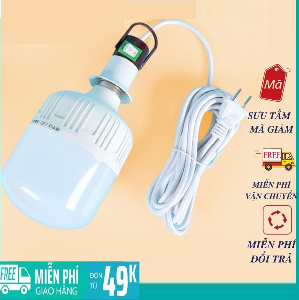 (Bán Hơn 3000SP) Bộ Bóng Đèn Trụ Nhôm Đúc 20W + Bộ Đuôi Đèn E27 có công tắc, dây dài 3M (bóng trụ cao cấp ánh sáng trắng)