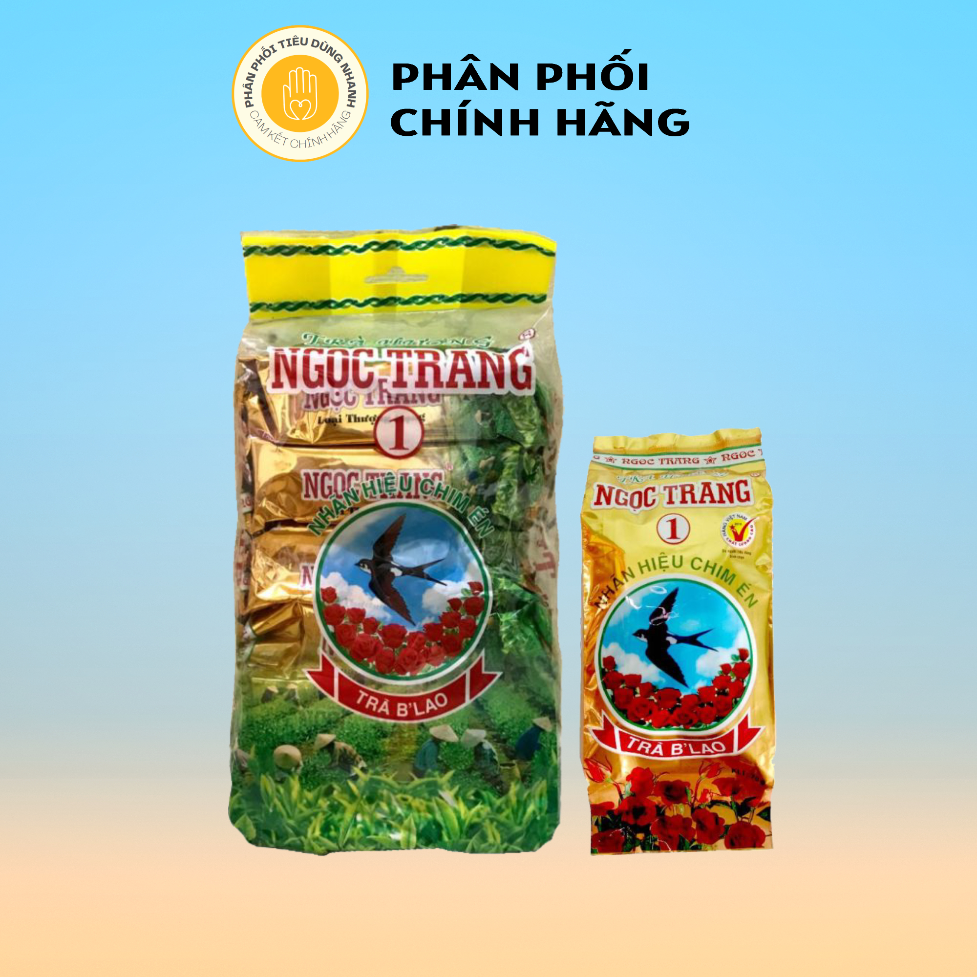 Bịch 6 gói trà ngọc trang loại 1 hương sen và hoa lài nhãn hiệu chim én - trà b'lao 70g