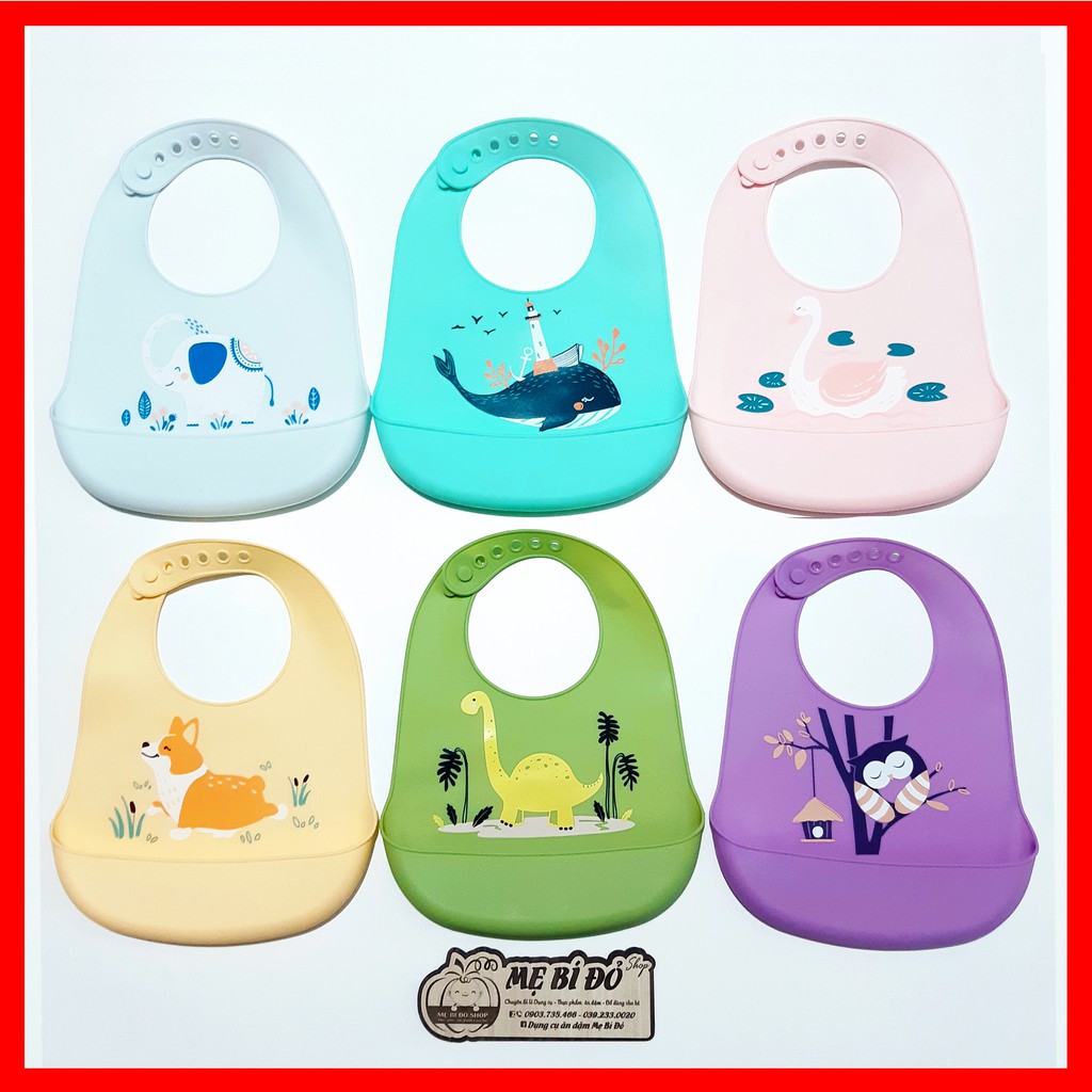 Yếm Ăn Dặm Silicon 100% Có Máng Siêu Mềm Cho Bé Ăn Dặm Sạch Sẽ, Ngon Miệng, Thiết Kế Dễ Thương, Bắt Mắt