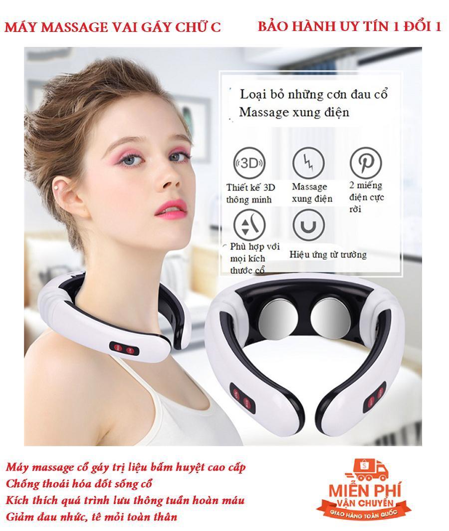 [HCM]Máy Massage Cổ Vai Gáy Cảm Ứng Xung Điện Từ Máy Masage Cổ 3D Thông Minh Máy masage gáy chữ C Xua Tan Vùng Đau Nhức Hiệu Quả - BẢO HÀNH TOÀN QUỐC TRÊN HỆ THỐNG BIG SALE 50%