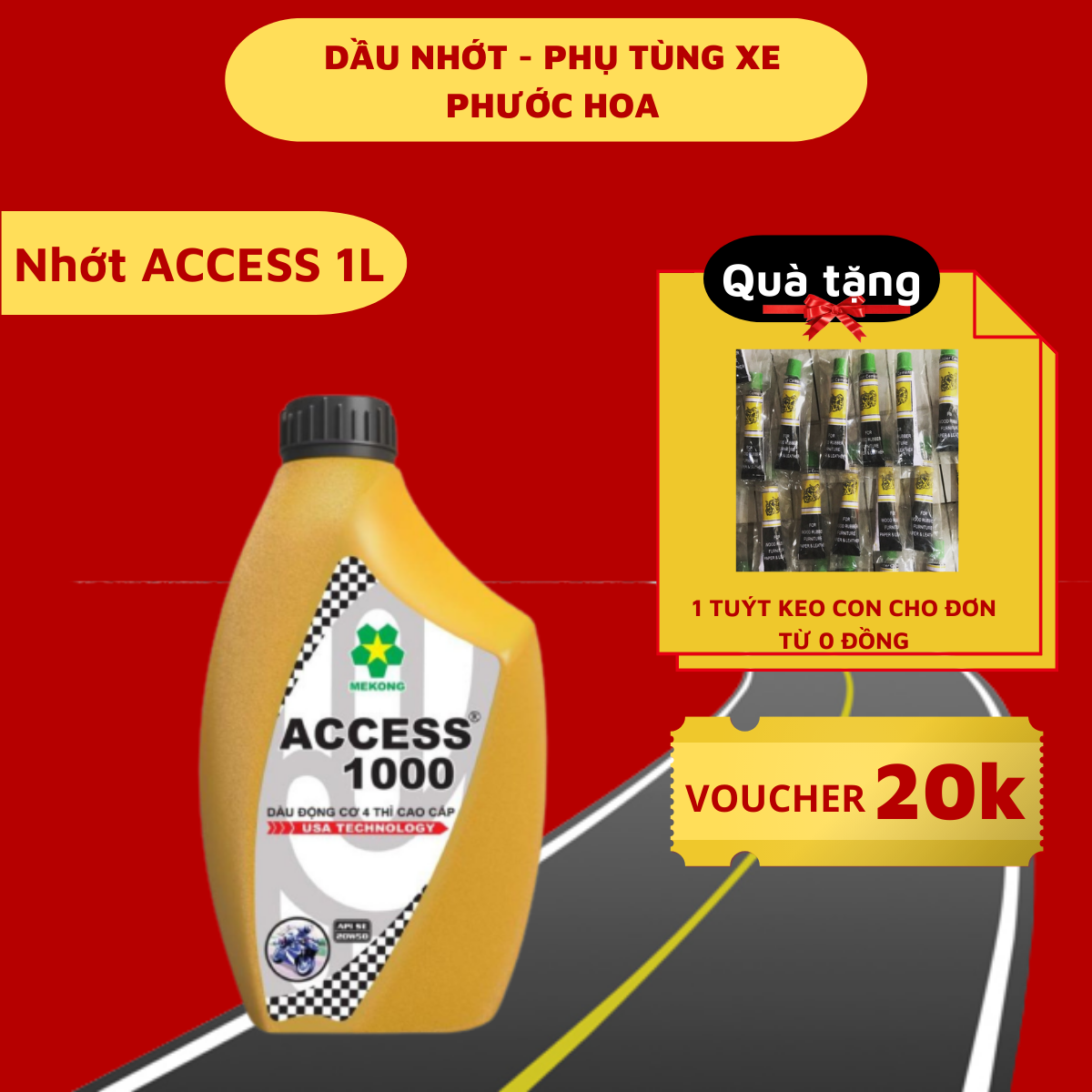 Dầu nhớt xe máy access 1 lít nhập khẩu chính hãng, dầu nhớt xe máy 1 lít